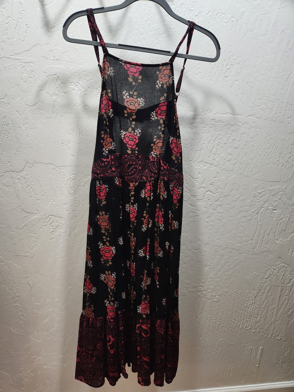 Wild Pearl Black Midi Dress with Pink & Coral Floral Print